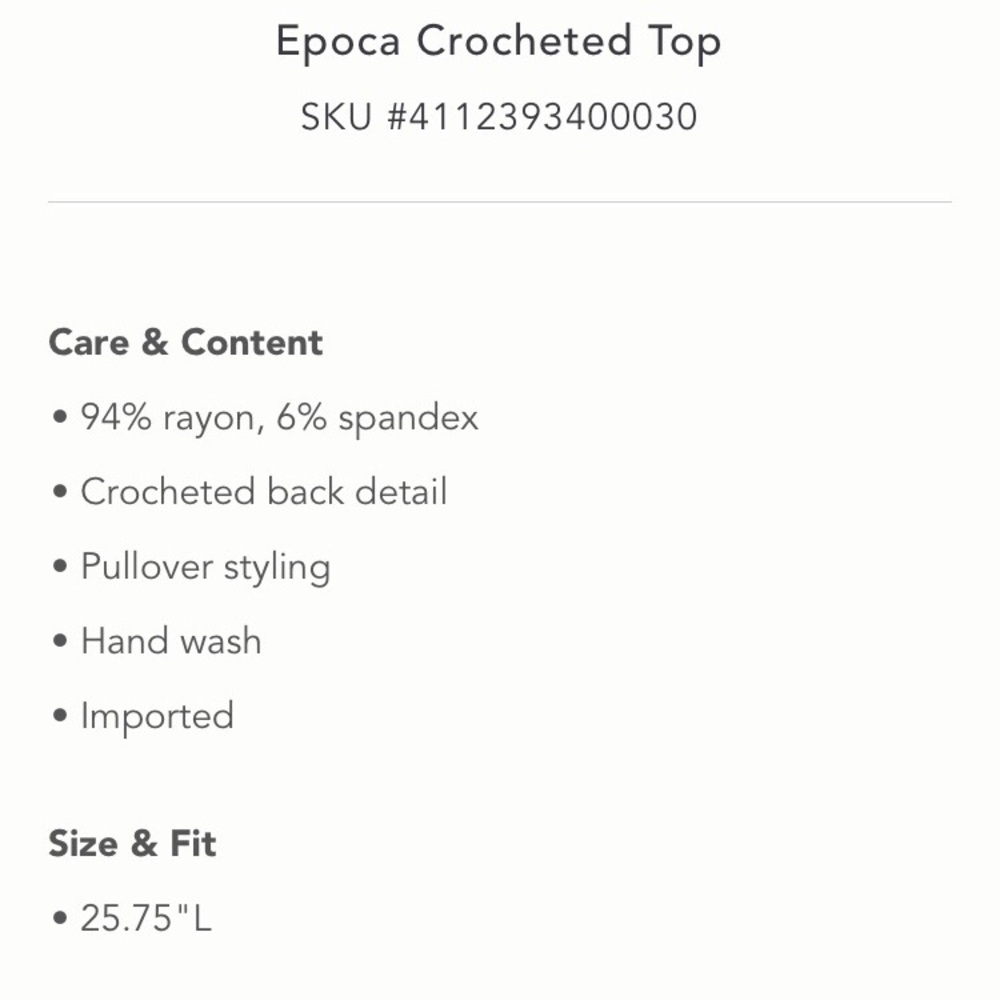 NWT Anthropologie Epoca Crocheted Sleeveless Top - Picture 6 of 6